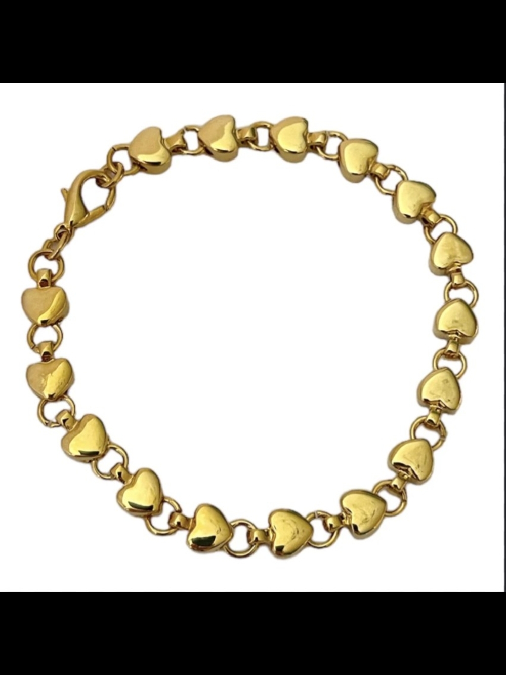 Gold Bubble Heart Link Bracelet Hypoallergenic